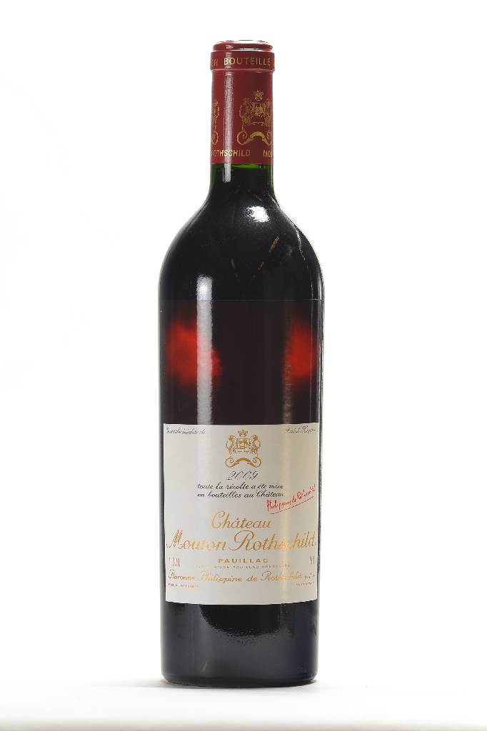 1 Flasche 2009 Chateau Mouton Rothschild, Pauillac, Künstleretikett: Anish Kapoor, ca. 75 cl, Füllstand: ca. into neck, in Originalholzkiste, ...
