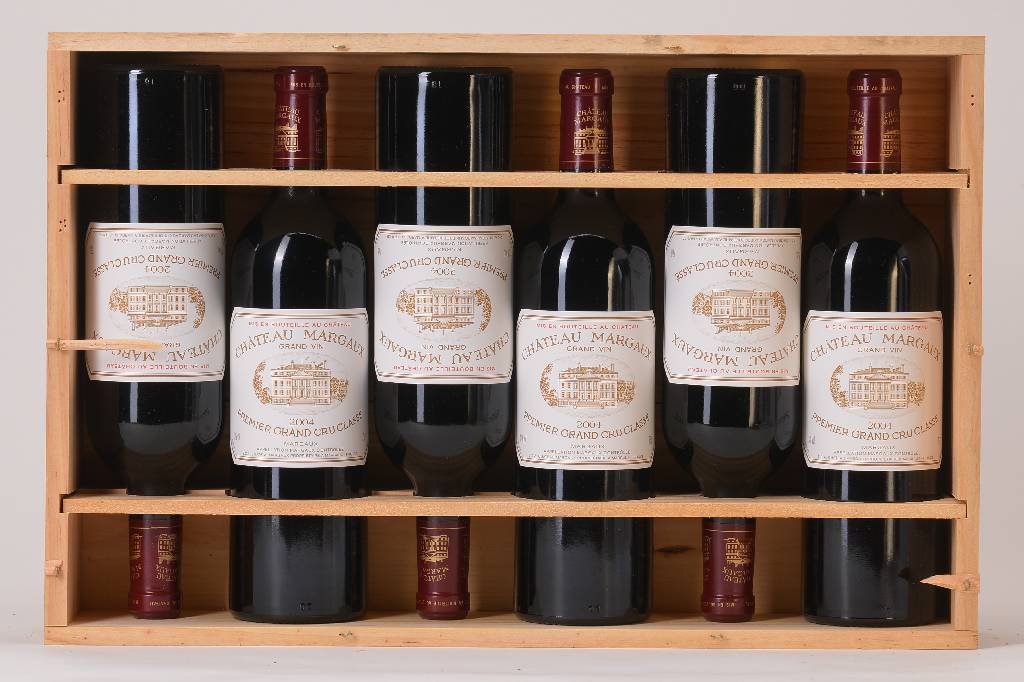 6 Flaschen 2004 Chateau Margaux, Margaux, Premier Grand Cru Classe, je ca. 75 cl, Füllstände: je ca. into neck, 13 % Vol., unverkostet, sehr gute ...