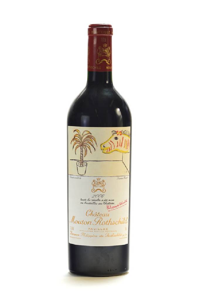 1 Flasche 2006 Chateau Mouton Rothschild , Pauillac, Premier Cru Classe, Künstleretikett:Lucian Freud, ca. 75 cl, ca. high fill, unverkostet, sehr ...