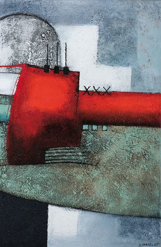 Detail a: Silvia Sartelet, geb. 1947 Berlin, abstraktes Diptychon, Mischtechnik auf Lwd, je 116x75 cm, signiert