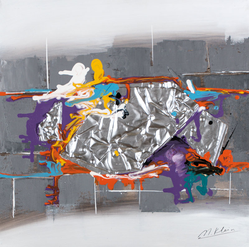 Martin Klein, geb. 1983, Öl/Collage auf Leinwand, rechts unten signiert, ca. 60x60 cm