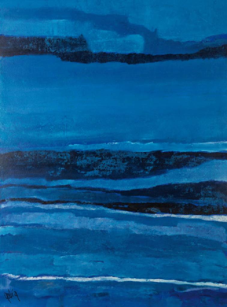 Gaston Galé, zeitgenössischer Belgischer Künstler, Abstrakte Komposition in Blautönen, Acryl/Lwd, links unten signiert, ca. 120x90 cm, Leiste