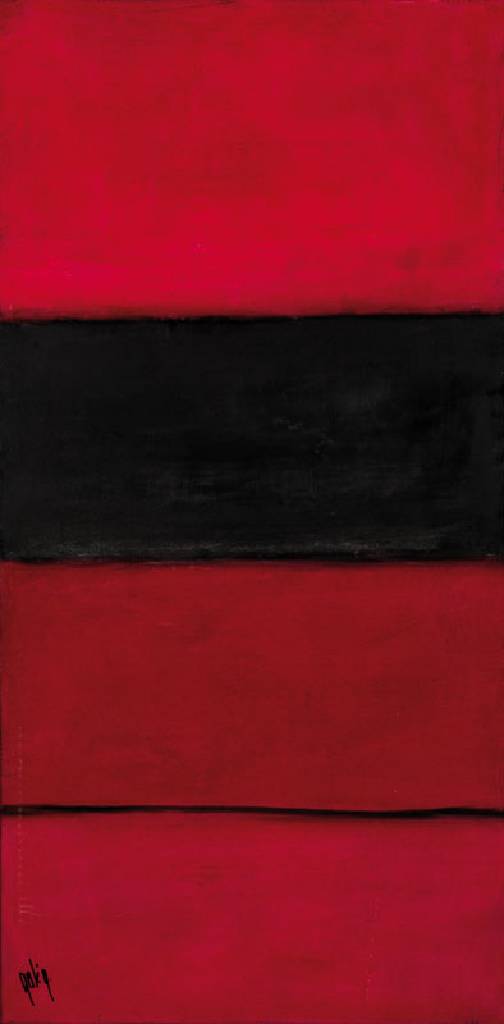 Gaston Galé, zeitgenössischer Belgischer Künstler, Pendants, Abstrakte Kompositionen in Rottönen, Acryl/Lwd, je links unten signiert, je ca. ...