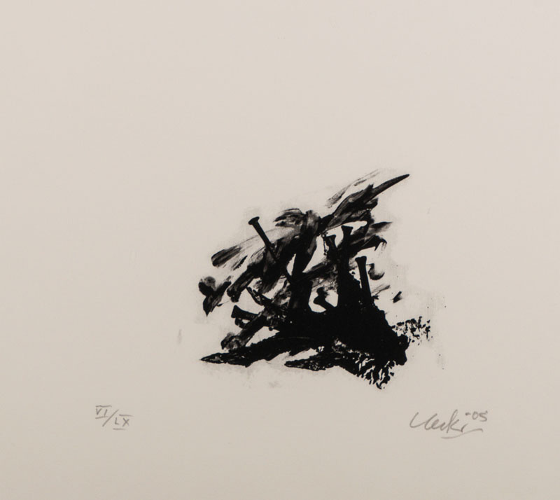 Günther Uecker, geb. 1930, Lithographie, Blatt Nr. 10 aus der Serie Sarajewo, signiert und nummeriert VL/LX, datiert 05, Blattgr. ca. 43x48 cm, ...