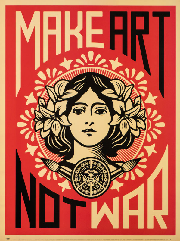 Detail a: Shepard Fairey, geb. 1970, Konvolut aus zwei Farbsiebdrucken, Hope, signiert und nummeriert 40/400, ca. 61,5x30 cm, Make Art not War, unsigniert