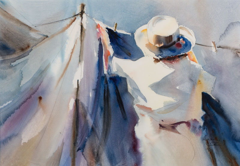 Martin Lutz, geb. 1948, salzige Brise, Portugal, Aquarell, signiert, ca. 61x81 cm, unter Glas gerahmt