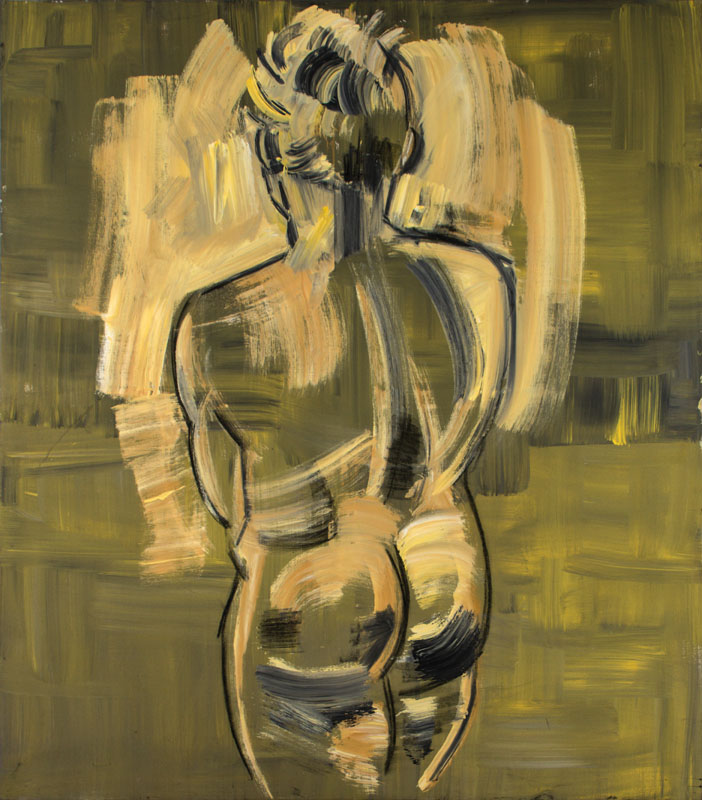 Heiko Pippig, geb.1951, Schüler von Markus Lüpertz, hier: weibliche Aktdarstellung, Acryl/Lwd, ca. 165x145 cm, unsigniert
