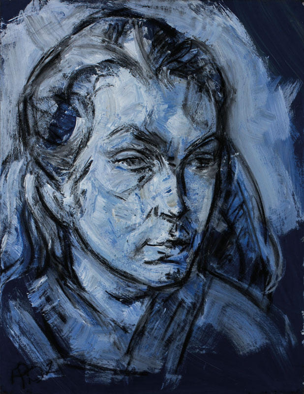 Heiko Pippig, geb. 1951, Schüler von Markus Lüpertz, hier: Charakterporträt Frau, Acryl/Lwd, monogrammiert links unten HP 07, ca. 90x70 cm