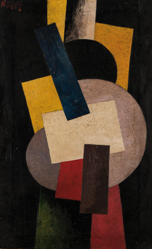 unbekannter Künstler der russischen Avantgarde, abstrakte Komposition eines Stilllebens, Öl/Lwd/Papier, unsigniert, ca. 61x 38 cm