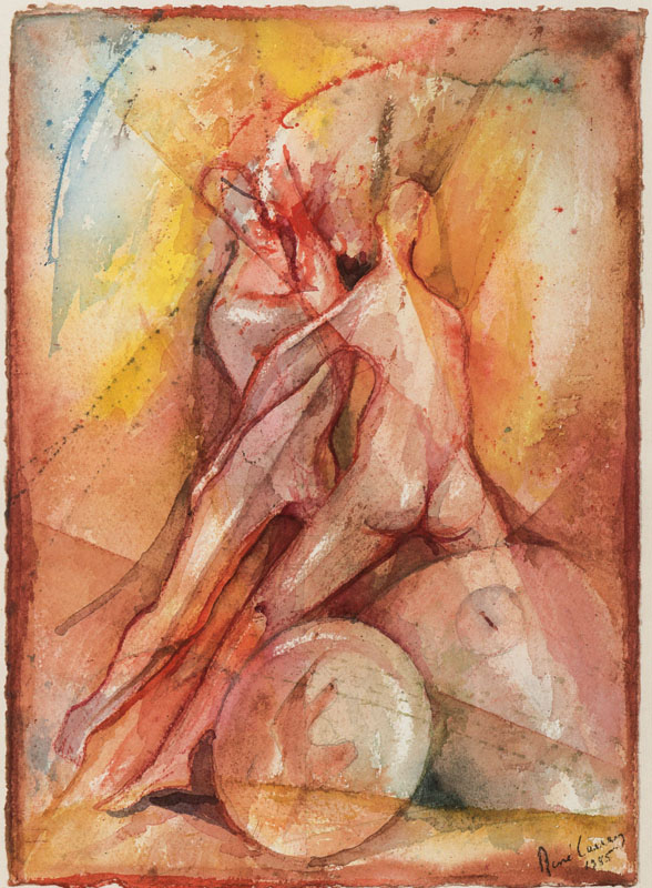René Carcan, 1925-1993 Brüssel, Schüler von Jonny Friedländer, hier: L´homme de Demain, Aquarell, rechts unten signiert und datiert 1985, ca. ...
