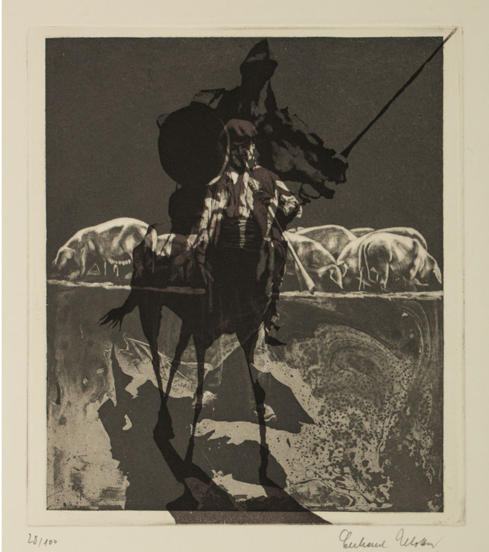 Eberhard Schlotter,1921-2014, Don Quijote, Aquatinta, 1981, signiert, num. 28/100, ca. 48x38,5 cm