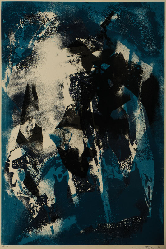 Fred Thieler, 1916-1999, Ohne Titel, Farblithografie, sign., num. 57/100, datiert 71, ca. 84x56cm, kleiner Riss im Blatt unten links