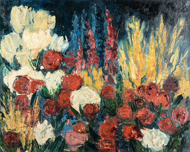 Konrad Schaefer, 1915-1991, Blühender Garten, Öl/Lwd, signiert, verso betitelt und datiert 1969, ca. 80x100cm, Rahmen