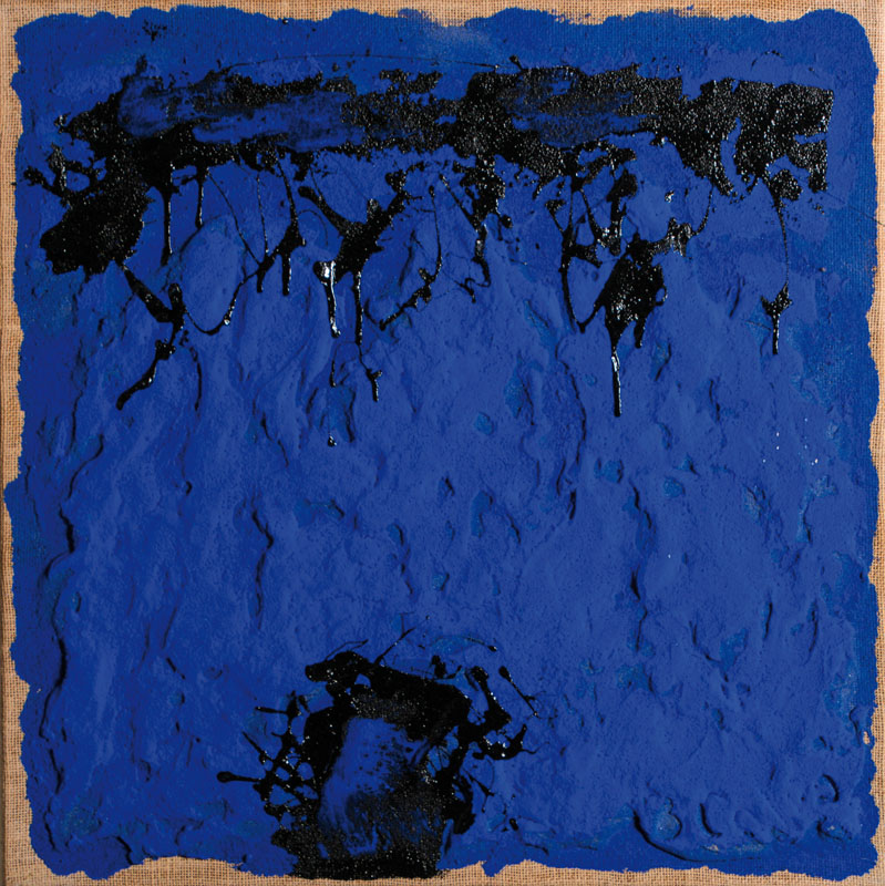 Julio Calvo, geb. 1956 Spanien, Dozent an der Kunstakademie Hildesheim, hier: O.T., Mischtechnik auf grober Leinwand, sign recht unten, verso ...