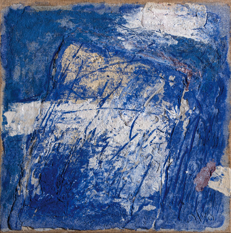 Julio Calvo, geb. 1956 Spanien, Dozent an der Kunstakademie Hildesheim, hier: O.T. Mischtechnik auf grober Leinwand, sign recht unten, verso signiert ...