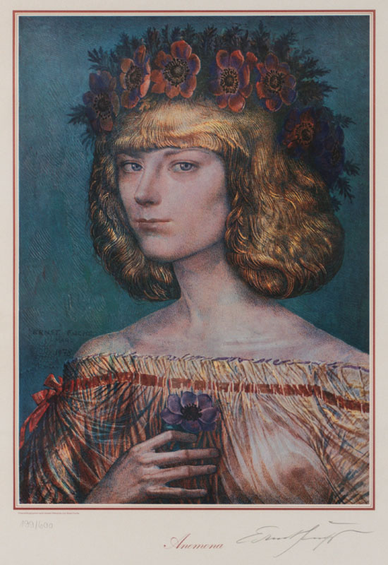 Ernst Fuchs, 1930-2015, Konvolut aus 2 Farblithografien, Anemona, sign, 199/600, ca.50x36 cm, Daedalos und die Nymphe (aus dem Lohengrin-Zyklus), ...