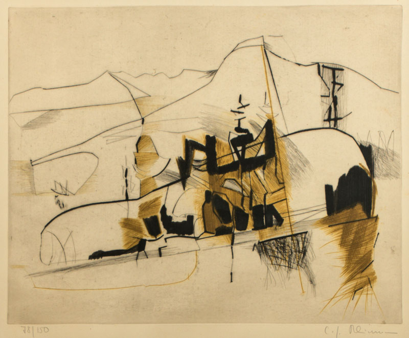 unbekannter Künstler, Farbradierung, sign, num. 78/100, ca. 40x48,8cm, PP, unter Glas gerahmt----- Carl Heinz Kliemann (1924-2016)