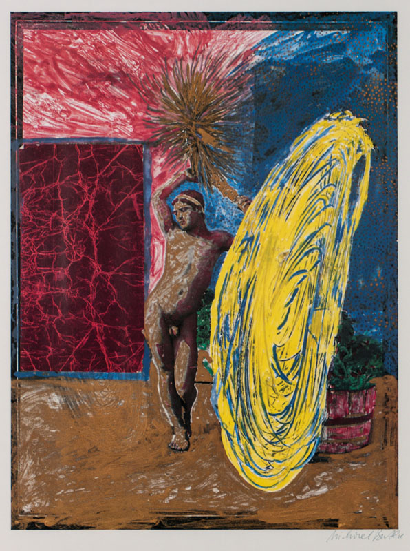 Michael Buthe, 1944-1994, Farboffset, signiert, ca. 66x49 cm, unter Glas gerahmt
