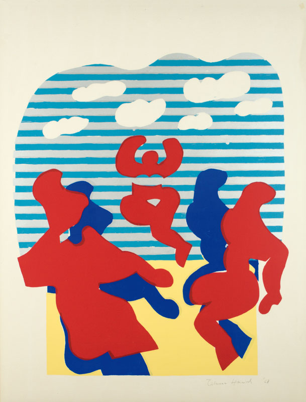 Tillmann Johannes Heinisch, 1941-2006, Happy People, Farbsiebdruck, handsigniert, dat. 1968, ca. 95x74 cm, unter Glas gerahmt