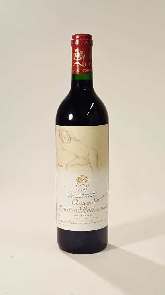 1 Flasche 1993 Chateau Mouton Rothschild, Pauillac, Künstleretikett: Balthus, ca. 75 cl,Füllstand: ca. into neck, unverkostet, sehr guter ...