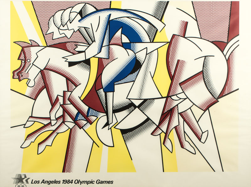 Roy Lichtenstein, 1923-1997, Farboffset, Plakat "Red horseman" der Olympischen Spiele 1984, ca. 59x78 cm, unter Glas gerahmt