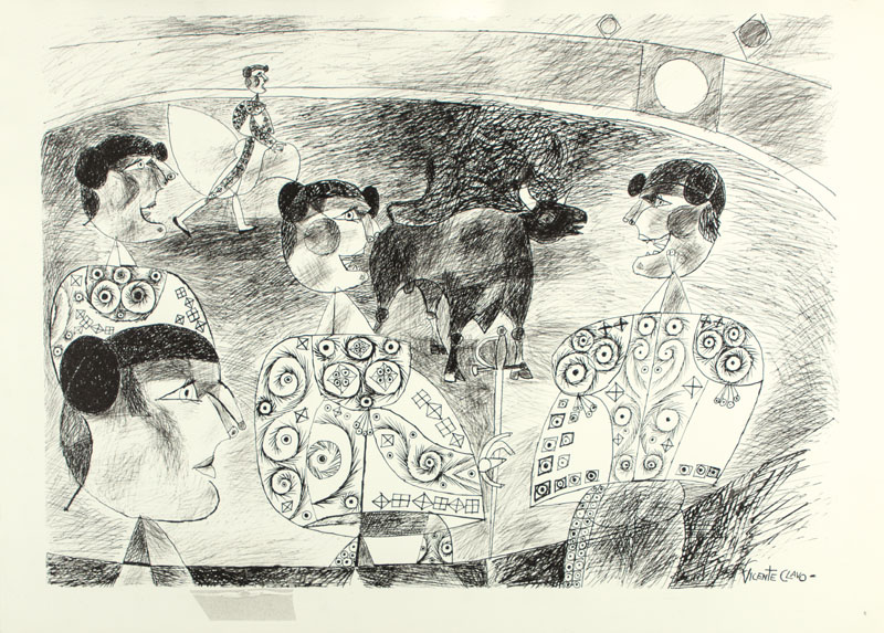 Vincente Clavo Gil, 1923-1993, Clavographie aus der Serie Tauromaquia, Wendeblatt, signiert, Blattmaß 70x50cm