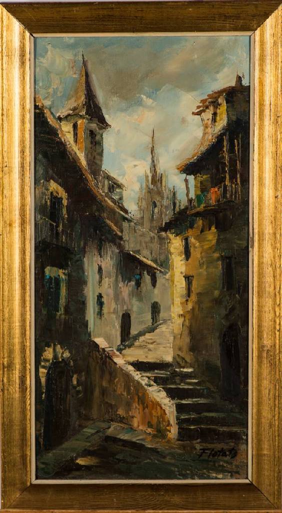 Luis Flotats Canal, 1915/17-1987 Spanien, Altstadt, Öl/Lwd, sign., 60x30 cm, Rahmen