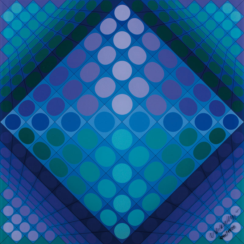 Victor Vasarely, 1906-1997, Schachbrett, Farbserigraphie auf Acrylglasplatte, handsign., num.940/1500, dat. 1982, 70x70 cm