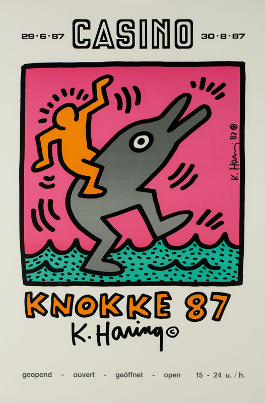 Keith Haring, 1958-1990, Knokke 87, Farbserigraphie, signiert, Blattmaß 72x52 cm