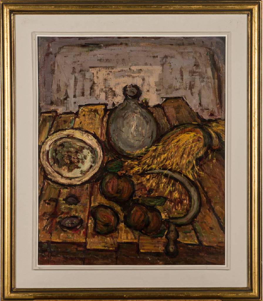 Apostolos Dedes, geb. 1937, Griechischer Expressionist, hier: Stillleben, Acryl/Lwd, sign., 60x55 cm, Rahmen