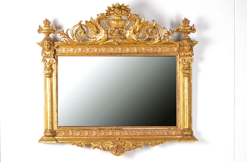 Prunkvoller Salonspiegel, Frankreich, um 1860/70, Weichholz gestuckt u. goldfarben gefaßt, eklektisch, vielfach Profilrahmung, überreiche ...