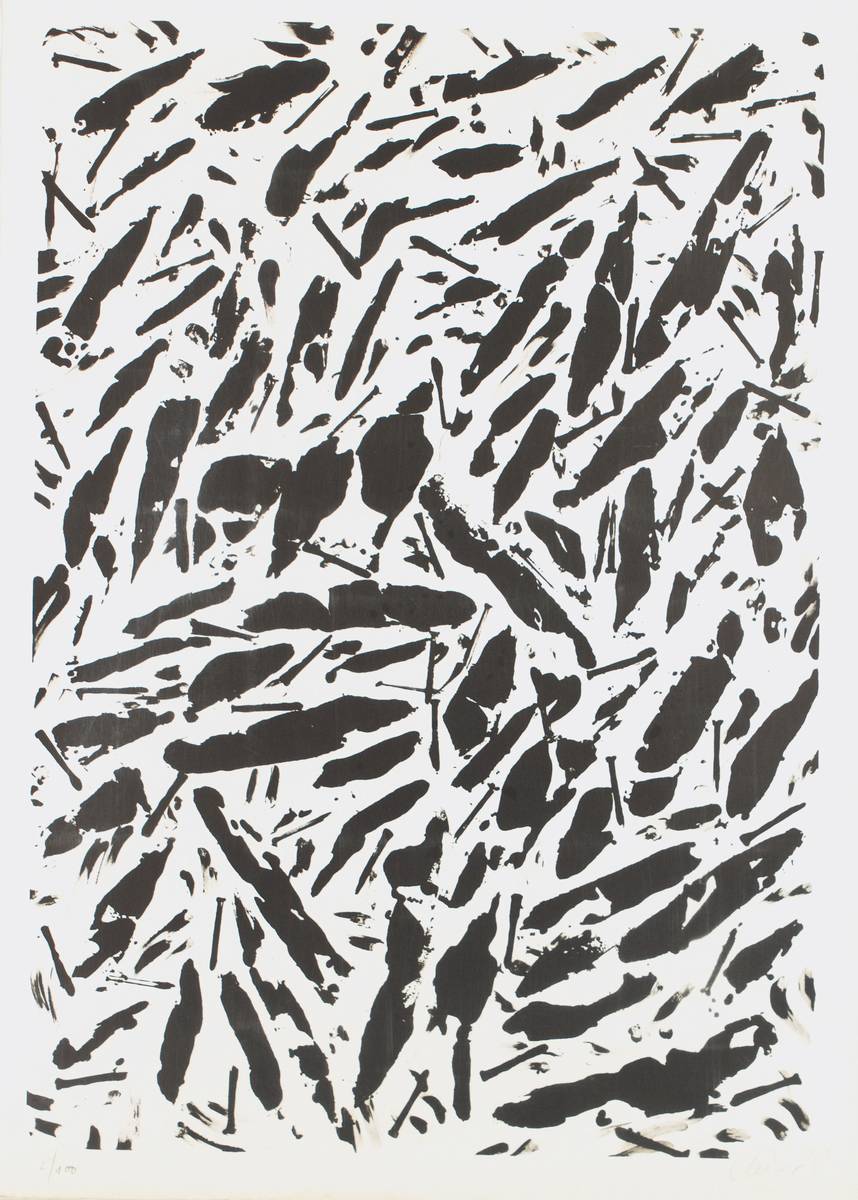 Günther Uecker, geb. 1930, Komposition mit Nägeln, Lithografie, 1990, signiert, num. 2/100, Blattgr. 105x75 cm