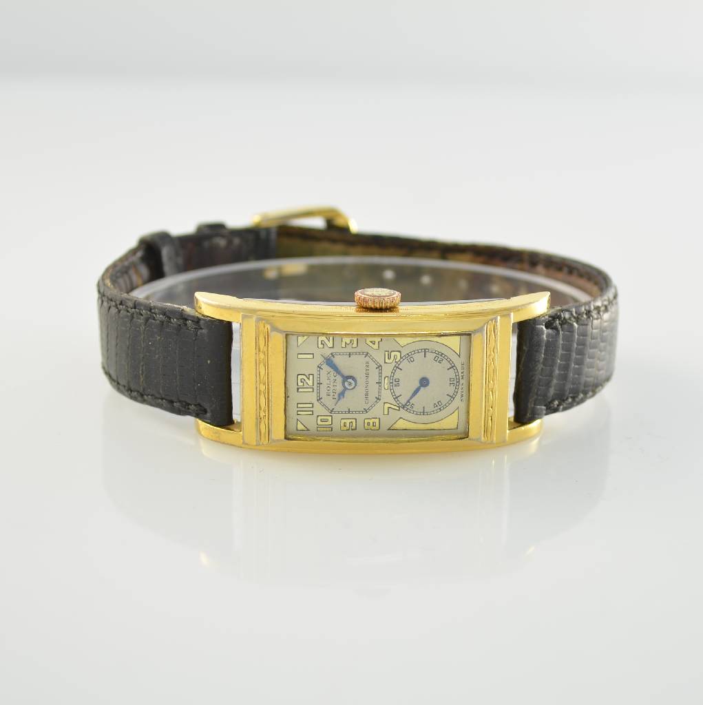 GRUEN vergoldete, rechteckige Herrenarmbanduhr, Handaufzug, sog. Doctors watch, frühe Ausführung, Schweiz 1930er/40er Jahre, tailliertes Geh., in ...