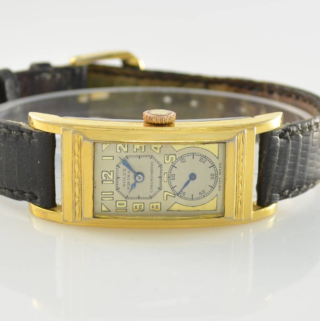 Detail a: GRUEN vergoldete, rechteckige Herrenarmbanduhr, Handaufzug, sog. Doctors watch, frühe Ausführung, Schweiz 1930er/40er Jahre, tailliertes Geh., in ...
