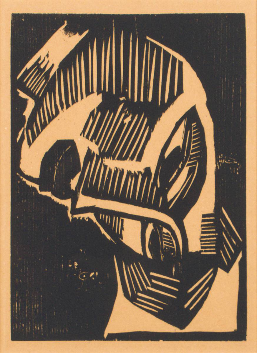 Karl Schmidt-Rottluff, 1884-1976, Frauenkopf, Holzschnitt auf Werkdruckpapier, unsign., ca. 17,5x24 cm, PP, unter Glas gerahmt