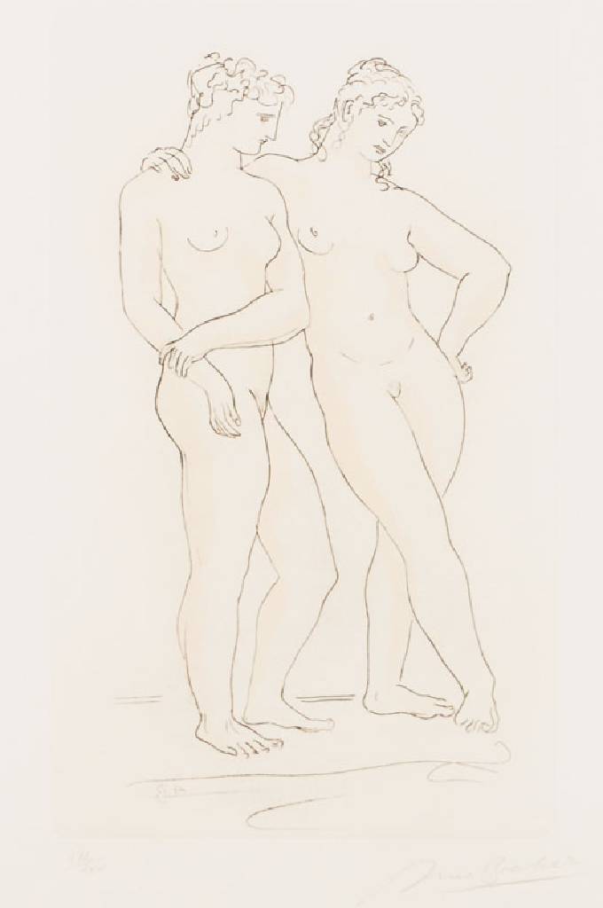 Arno Breker, 1900-1991, Der Frühling, Radierung, sign, num. 172/200, Platte 31x19 cm, unter Glas gerahmt