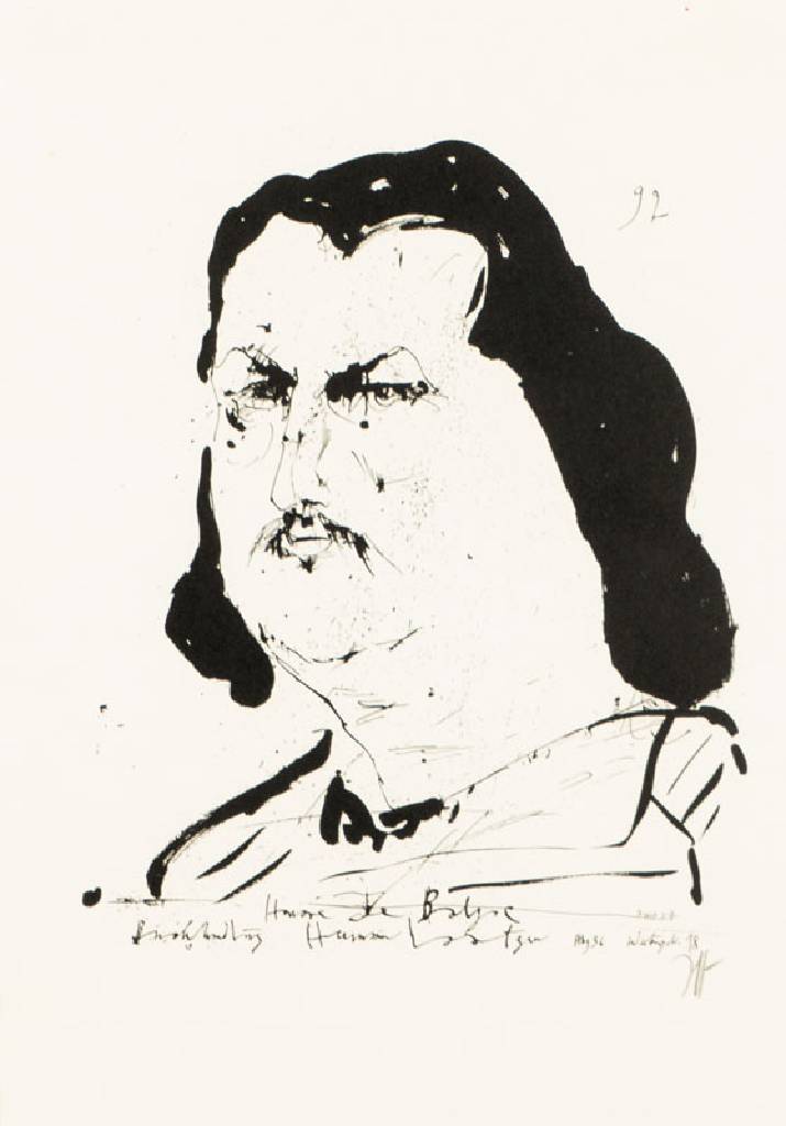 Horst Janssen, 1929-1995, Porträt für Laatzen, Lithografie, handsign., Blattgr. 50x40 cm, unter Glas gerahmt