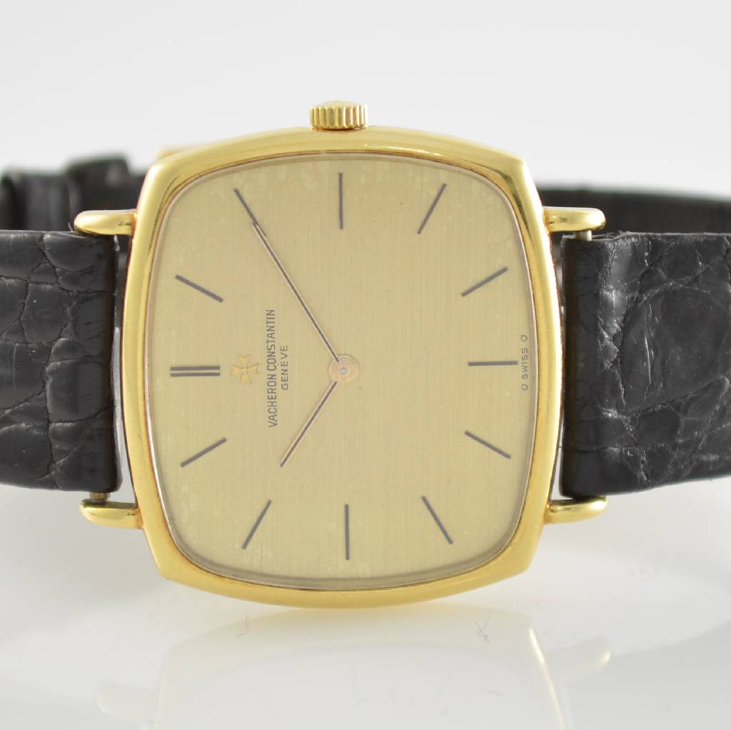 Detail a: VACHERON CONSTANTIN Herrenarmbanduhr in GG 750/000, Schweiz um 1975, Handaufzug, Ref. 39203, 2-teil. gedr. Gehäuse, gold. Zifferbl. m. aufges. ...