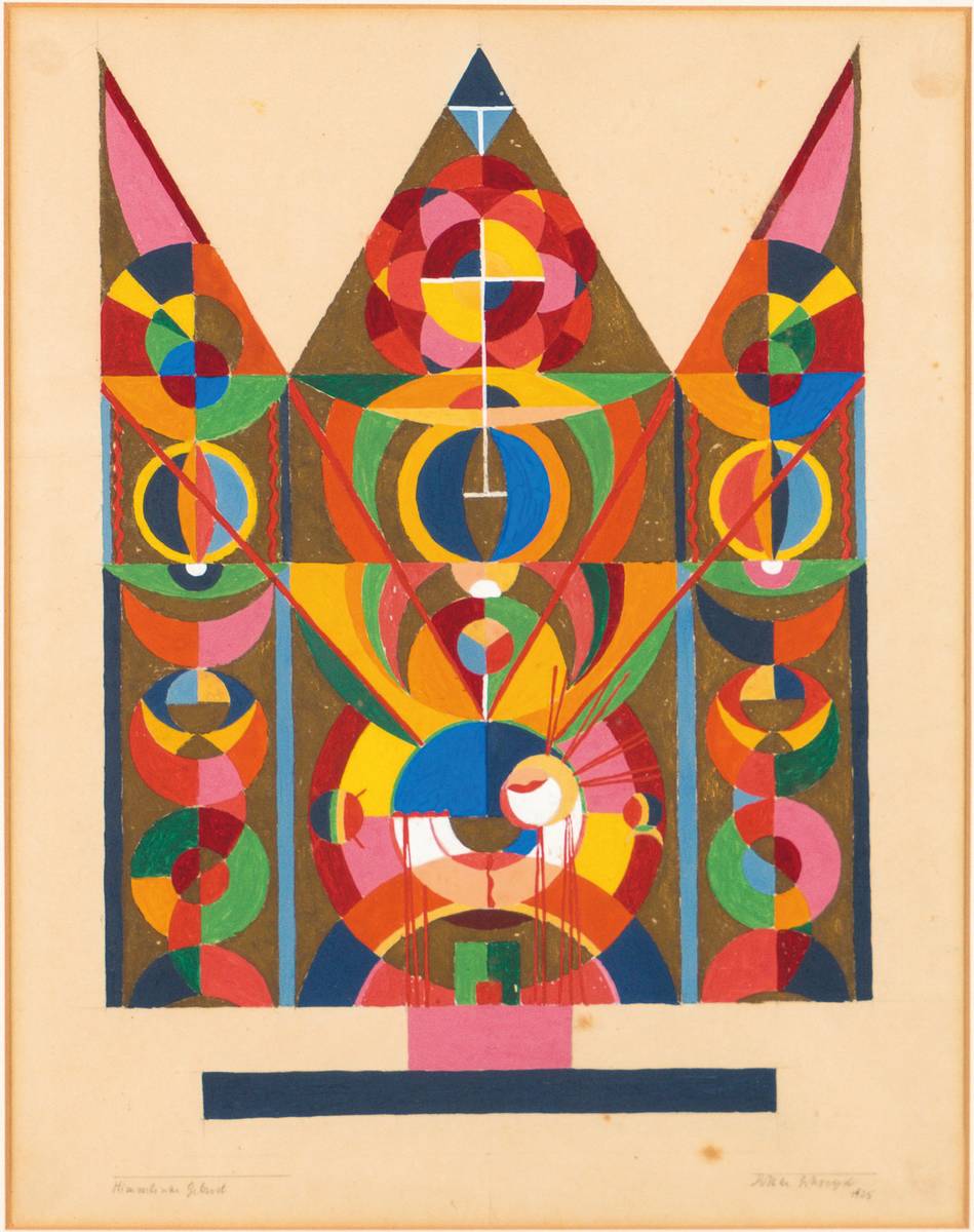 Lothar Schreyer, 1886 Dresden-1966 Hamburg, Himmlische Geburt, Tempera auf Papier, sign, dat. 1925, betitelt, Papier leicht gebräunt und mit kleinen ...