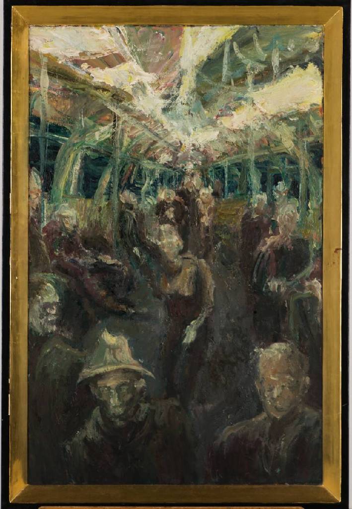 David Zepter, zeitgenössischer Maler aus Dresden, In der Straßenbahn, Öl/Lwd, verso sign., dat. (19)85, ca.85x55cm, Rahmen