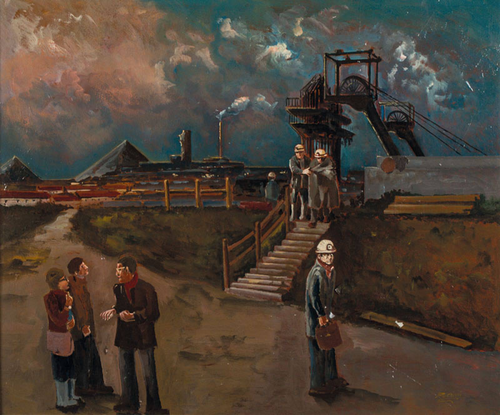 Giacomo Schiari, zeitgenössischer Künstler, Primo Turno, verso betitelt, Öl/Lwd, rechts unten signiert, ca. 78x68cm, Rahmen, Restaurationsspuren, ...