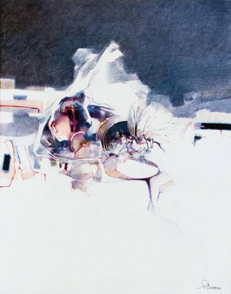 Mario Pitocco, Italienischer Künstler des 20. Jhd., Acryl/Textil, sign., ca. 66x55 cm, PP,Rahmen