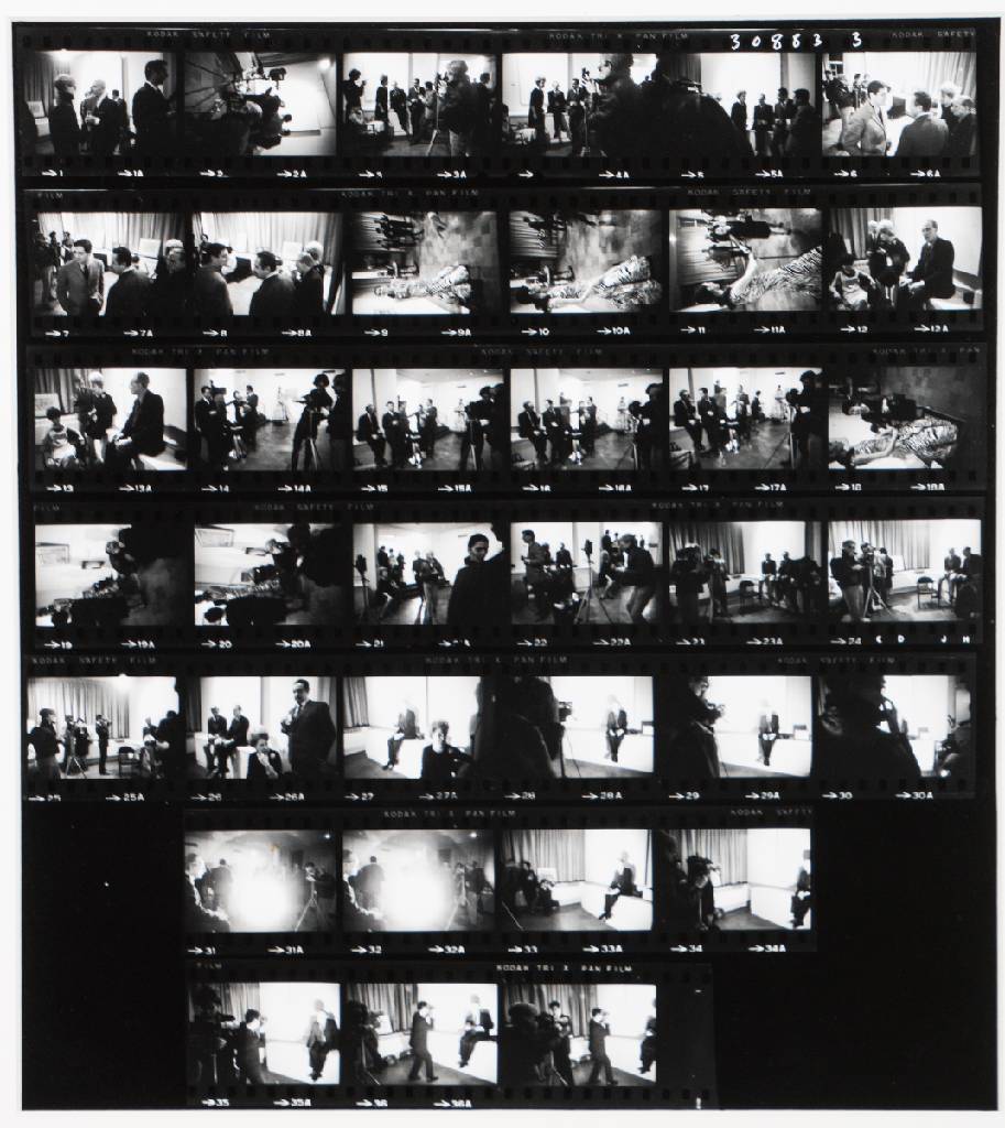 Detail a: Nat Finkelstein, 1933-2009, zwei Silbergelatine-Abzüge, Contact sheets, Warhol at the Factory & At Cordier and Ekstrom Gallery with Marcel Duchamp, ...