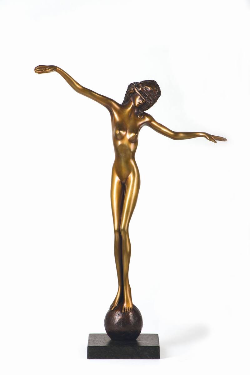 Bruno Bruni, geb. 1935 Gradara, Fortuna, Bronzeskulptur, 2003, sign., num. 72/280, H. 69 cm, inkl. Zertifikat