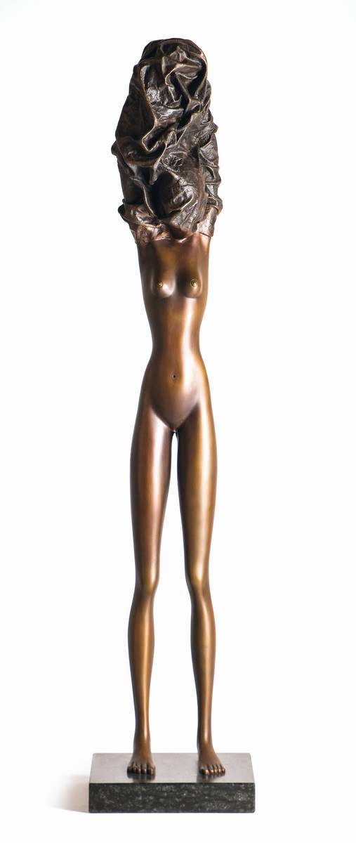 Bruno Bruni, geb. 1935 Gradara, La Divina, 1981, Bronzeskulptur mit gold-brauner Patina, sign., num. 798/1000, H. 107 cm, inkl. Zertifikat