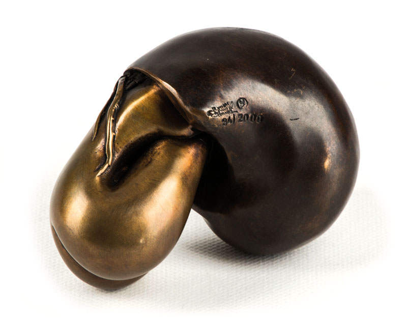 Bruno Bruni, geb. 1935 Gradara, Donna Conchiglia, Bronzeskulptur mit goldener und brauner Patina, sign., num. 34/2000, ca. 9x7x7cm, inkl. Zertifikat