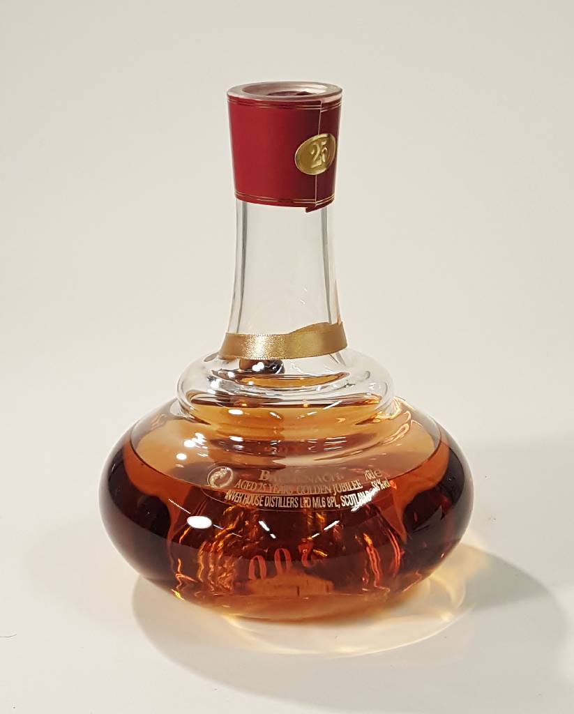 1 Flasche Balmenach Golden Jubilee 25 years Single Malt Whisky, ca. 70 cl, 58 % vol., 1977 destilliert und 2002 in die Flasche abgefüllt, abgefüllt ...