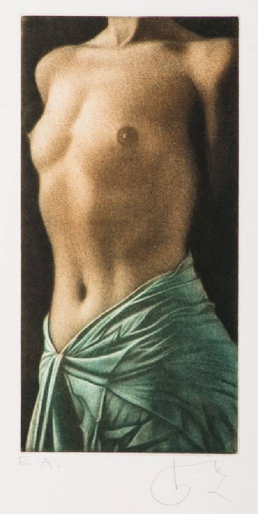 Willi Kissmer, geb. 1951, kleiner Halbakt 2000, Radierung, sign., num. e.a., Platte 21,5x11 cm