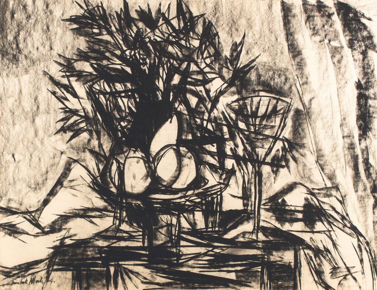Henri Dante Alberti, geb. 1938 Tirol, Maler u. Schriftsteller, Freund Pablo Picassos, hier: Zeichnung, sign., dat. 04, PP, Ausschnitt 49x63 cm, unter ...