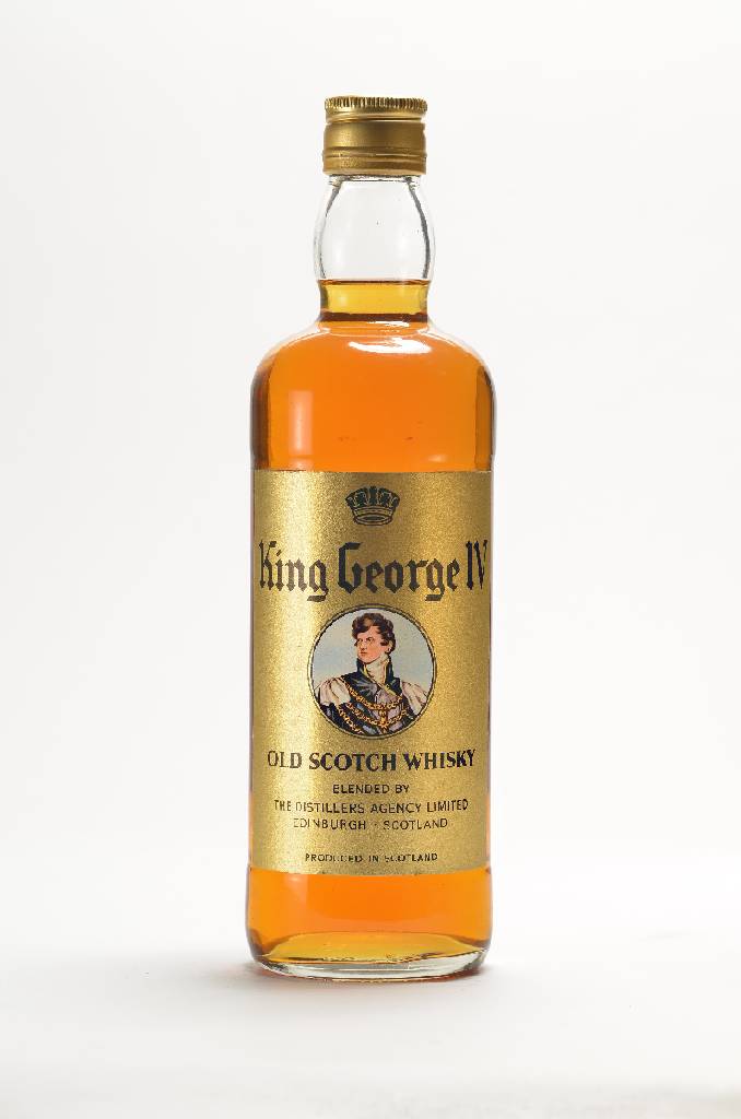 1 Flasche King George IV Old Scotch Whisky, 43 % Vol., ca. 70 cl, Abstand zwischen Kapsel und Whisky: ca. 3,3 cm, unverkostet, blended by The ...